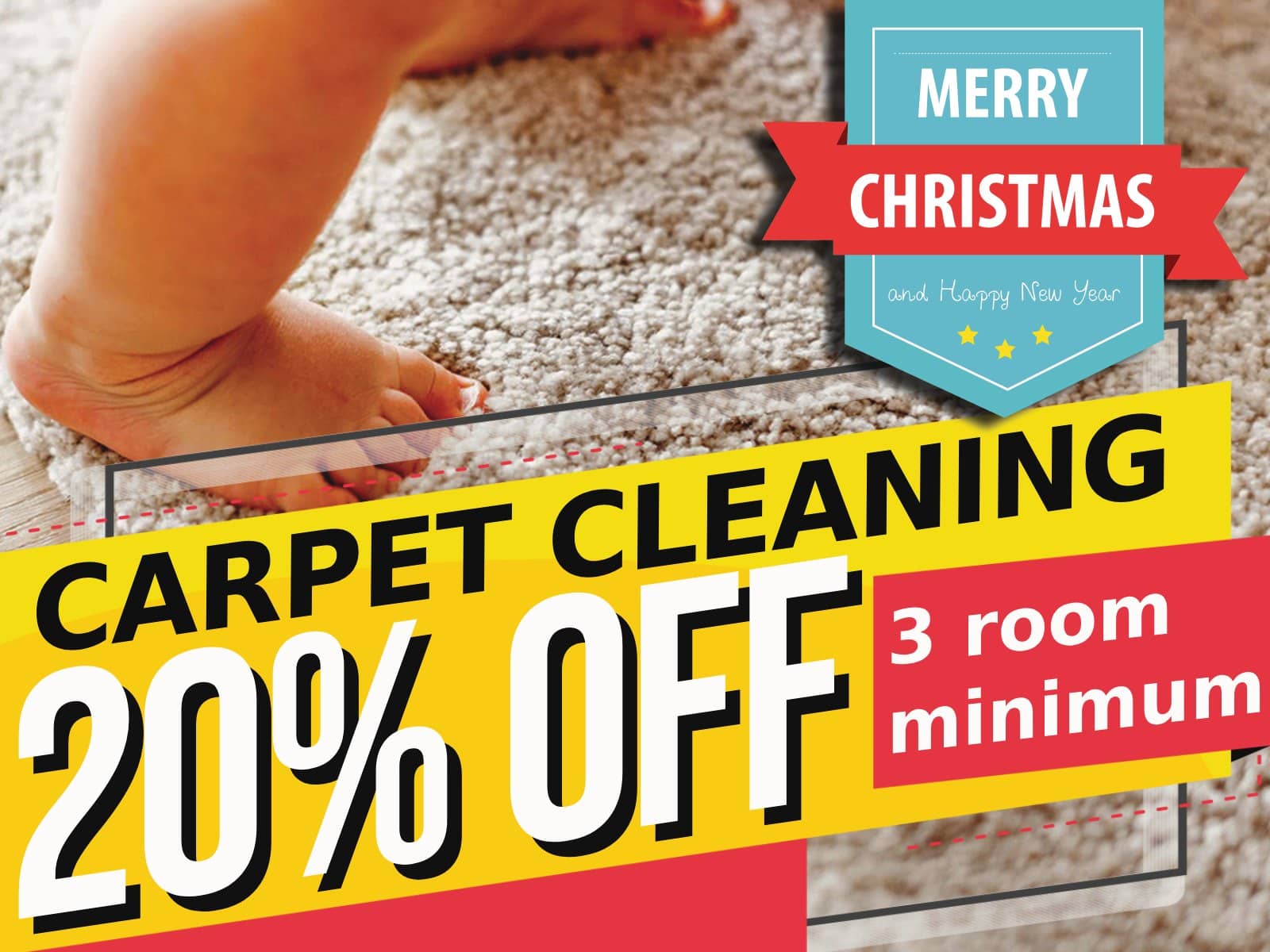  Sale 20% off carpet cleaning 3 room minimum.