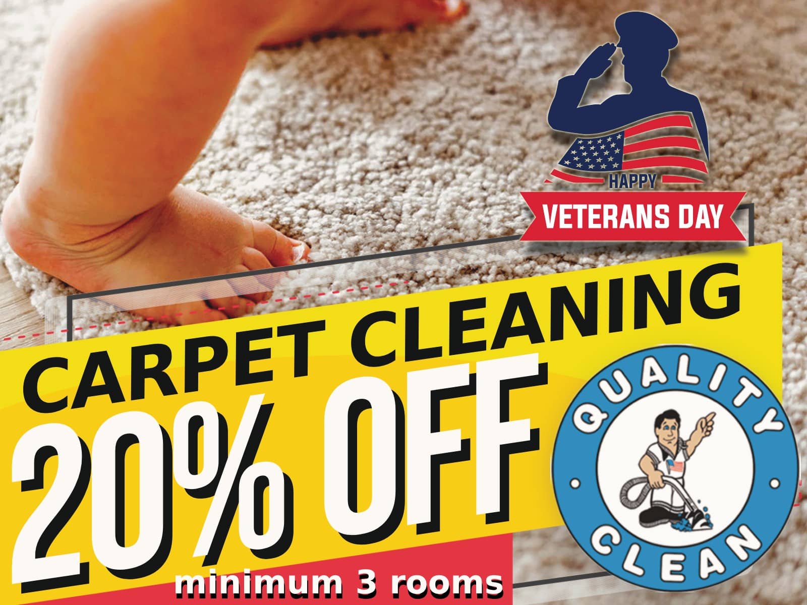 Summer Clean-Up Sale 20% off carpet cleaning 3 room minimum.