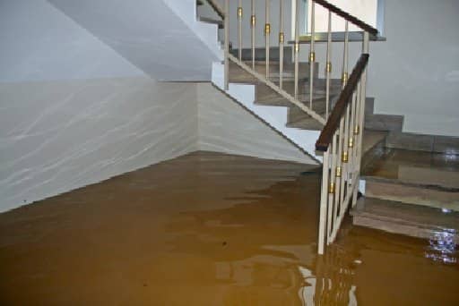 flooded water in basement staircase